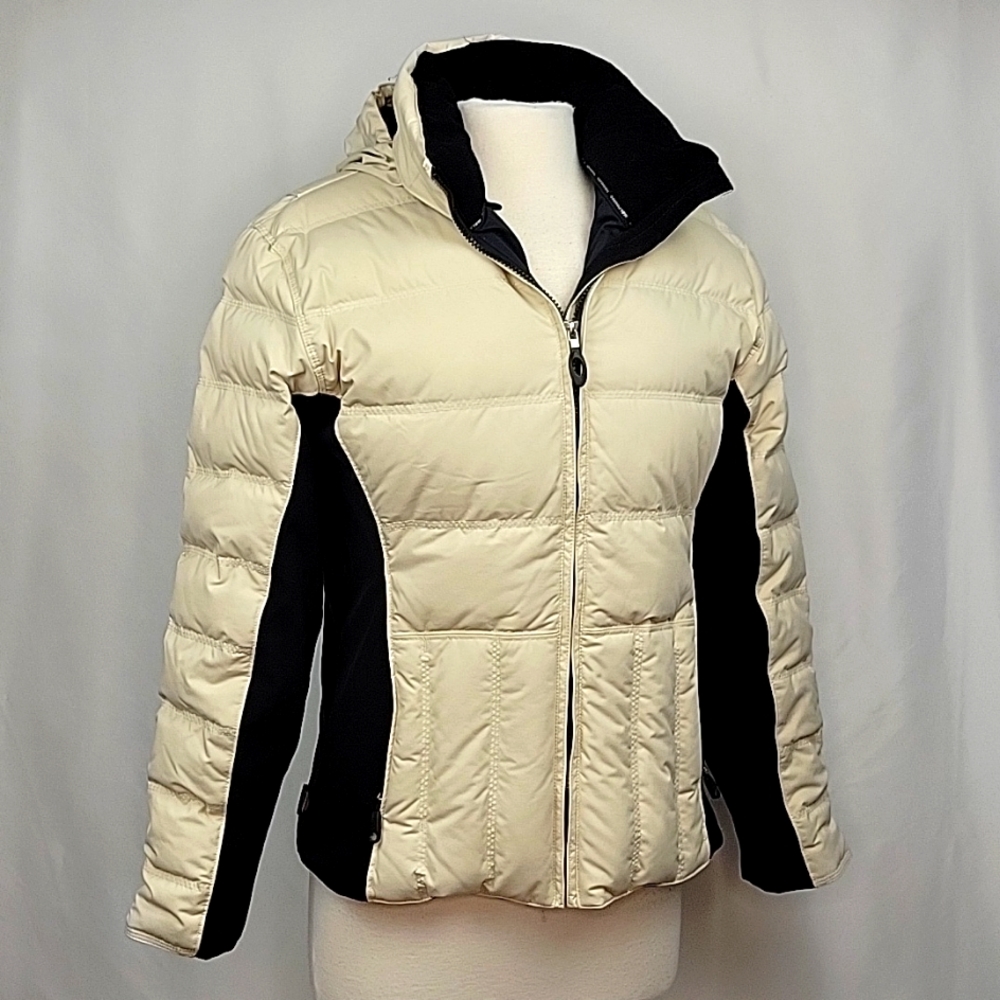 Obermeyer Circuit Hydro Block Goose Down Ski Jacket Cream & Black Size 10